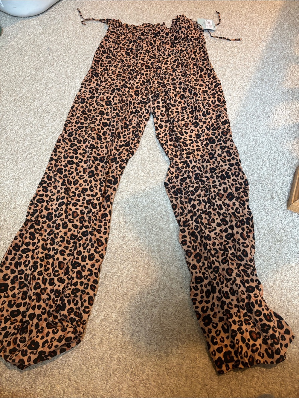 Leopard Print Wide-Leg Women’s Pants - Brown- beach pants